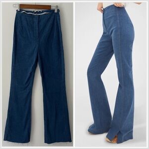 Veronica Beard Royce Pants High Waisted Flare Sailor Bell Bottoms Retro Blue 2